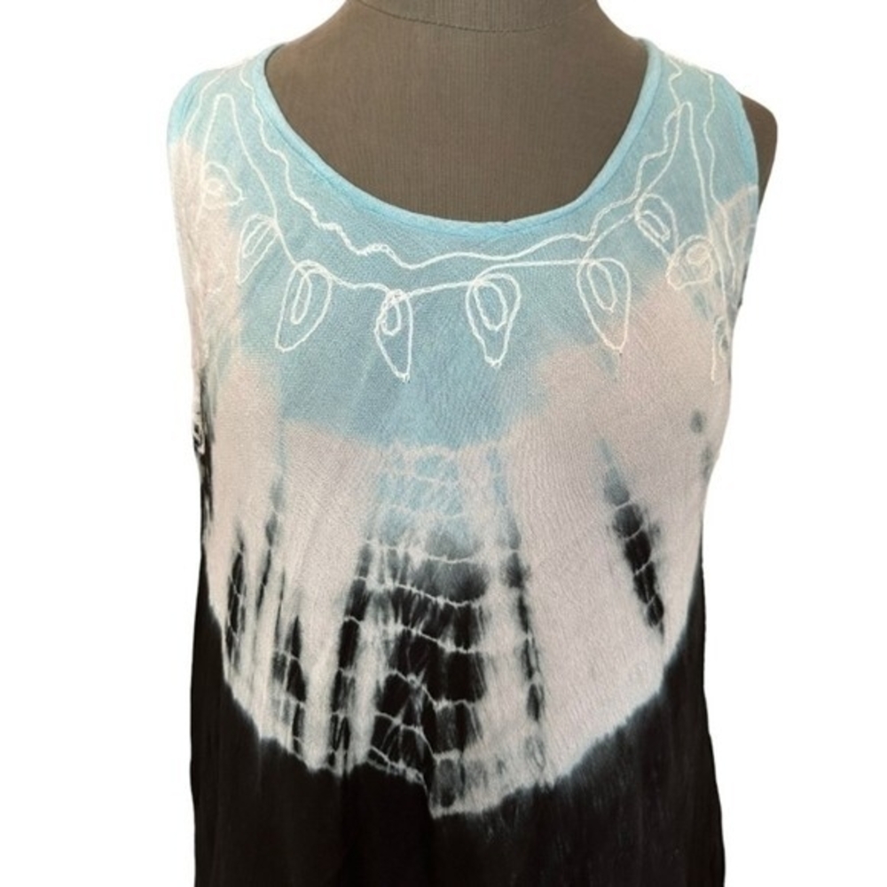 Women's Floral Embroidered Tie Dye Umbrella Midi Dress One Size Sleeveless NWT - Picture 7 of 8